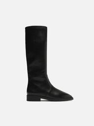 Bota Preta Arezzo Couro Cano Longo Zíper Montaria
