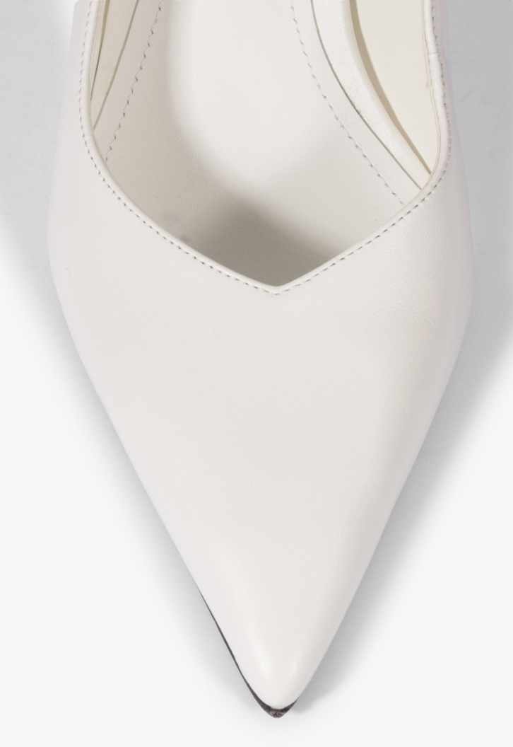 Scarpin Couro Salto Geométrico Branco