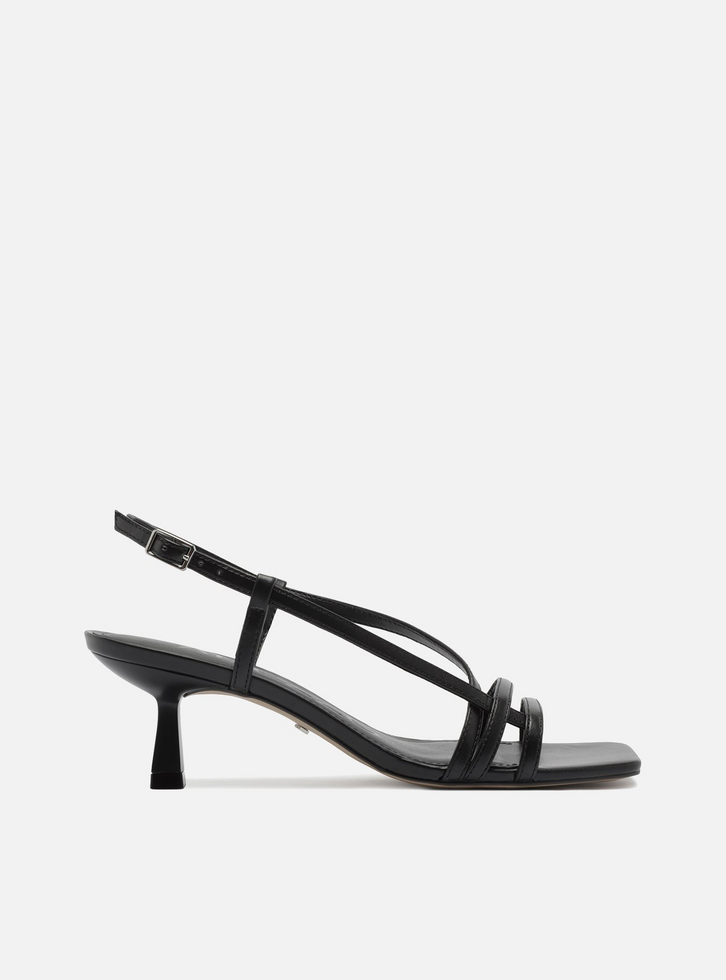 Sandália Preta Tiras Salto Baixo