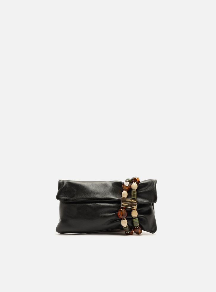 Bolsa Clutch Preta Couro Pequena