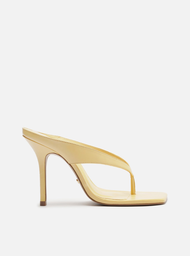 Tamanco Amarelo Arezzo Couro Salto Alto Thong