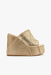Tamanco Dourado Schutz Lupita Wedge Platina