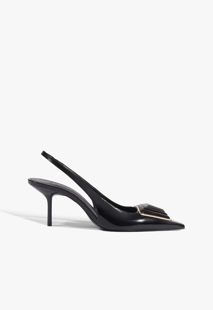 Scarpin Schutz Slingback Bico Fino Couro Preto