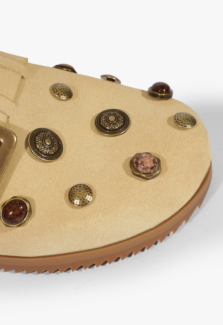 Clog Couro Bege