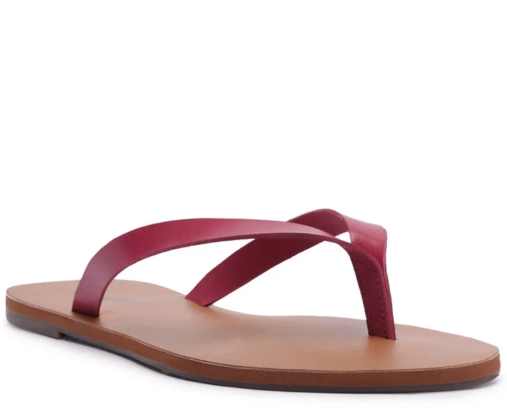 Rasteira Slim Tira Única Couro Rosa