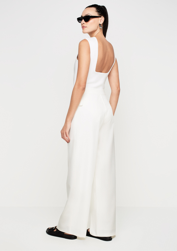 Calça Reta Off White DZARM Em Alfaiataria Com Bolsos