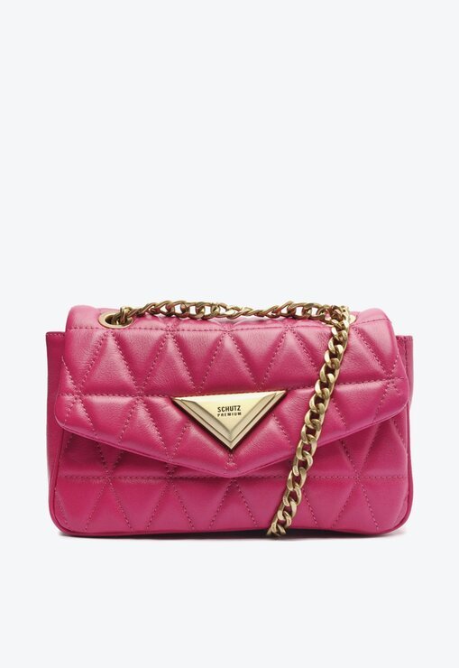 BOLSA TIRACOLO ROSA SCHUTZ PEQUENA NEW 944 COURO MATELASSÊ PINK