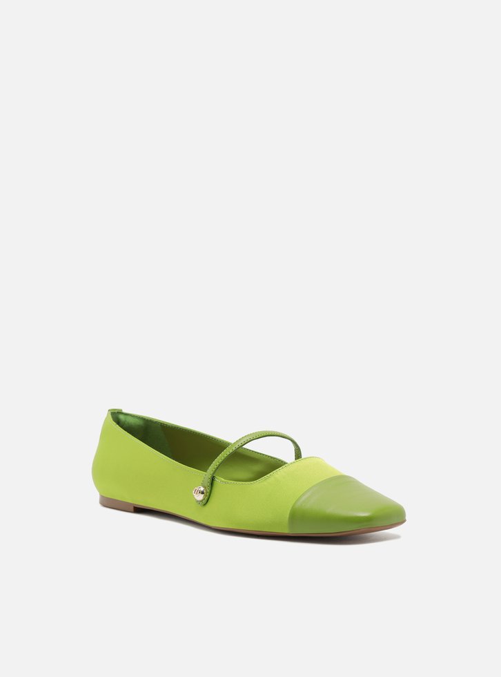 Sapatilha Boneca Cetim Cap Toe Verde