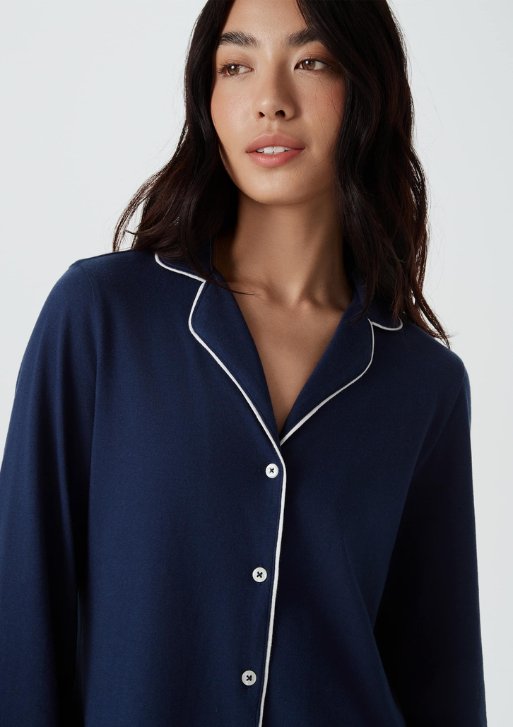 Pijama Longo Azul Hering Com Botões