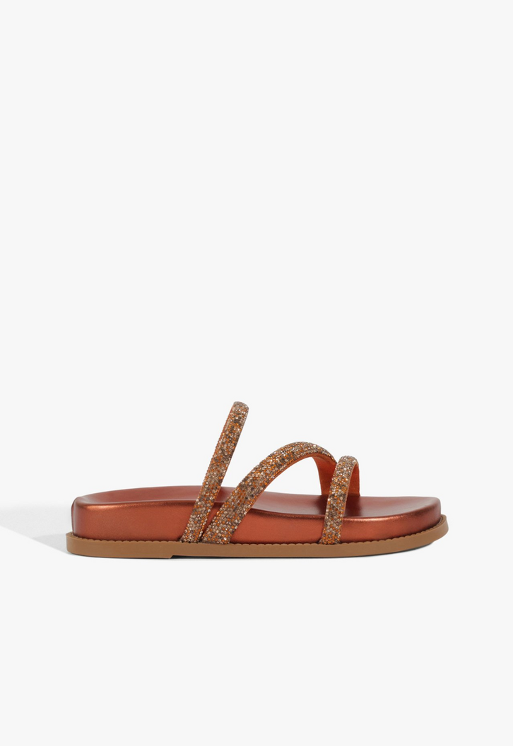 Sandália Papete Metalizada Marrom