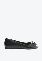 Sapatilha Preta Anacapri Peep Toe Laço