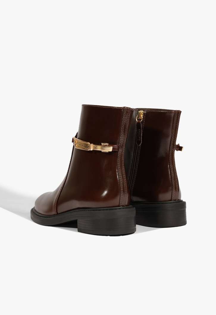 Bota Cano Baixo Couro Marrom