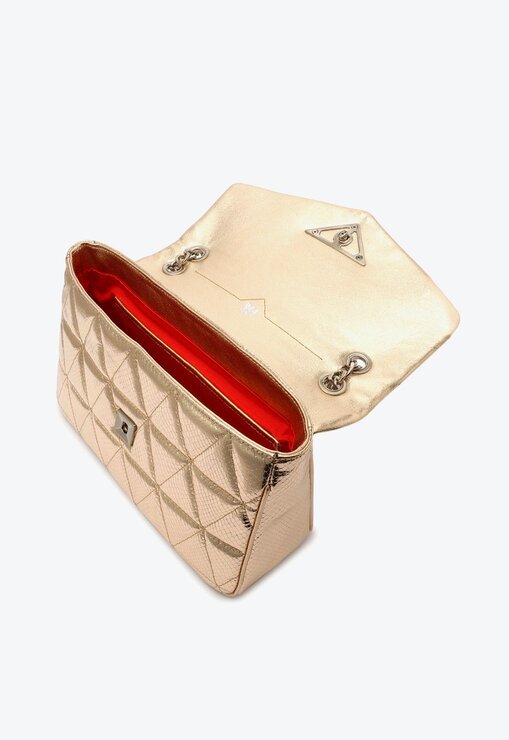 BOLSA TIRACOLO DOURADA SCHUTZ GRANDE NEW 944 COURO SNAKE