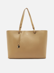 Bolsa Shopping Bege Arezzo Grande Charm Metal