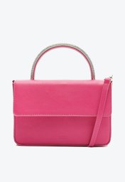 Bolsa Tiracolo Rosa Arezzo Couro Pequena Strass