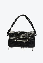 Bolsa Preta Schutz Shoulder Couro Enrugado