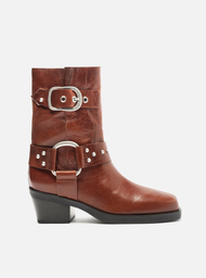 Bota Marrom Arezzo Couro Cano Curto Montaria West