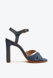 Sandália Azul Schutz Salto Alto Jeans