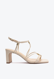 Sandália Off-White Arezzo Salto Bloco Barra Tiras Elos
