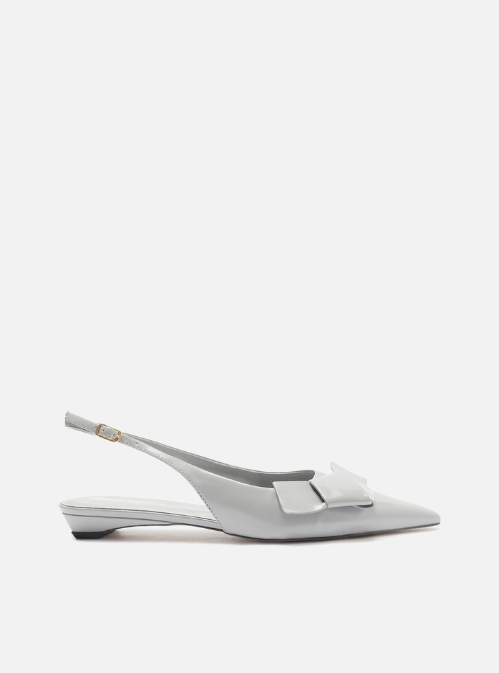 Sapatilha Cinza Arezzo Bico Fino Slingback Laço