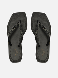 Chinelo de Dedo Preto Recouro Square Strass