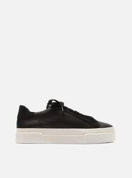 Tênis Preto Arezzo Couro Flatform Camurcina