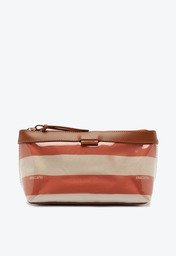 Necessaire Anacapri Média Listras Vinil Laranja