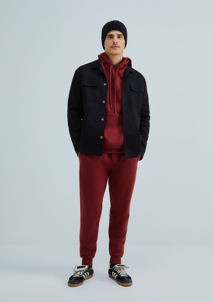Calça Vinho Hering Masculina Jogger Em Moletom Peluciado