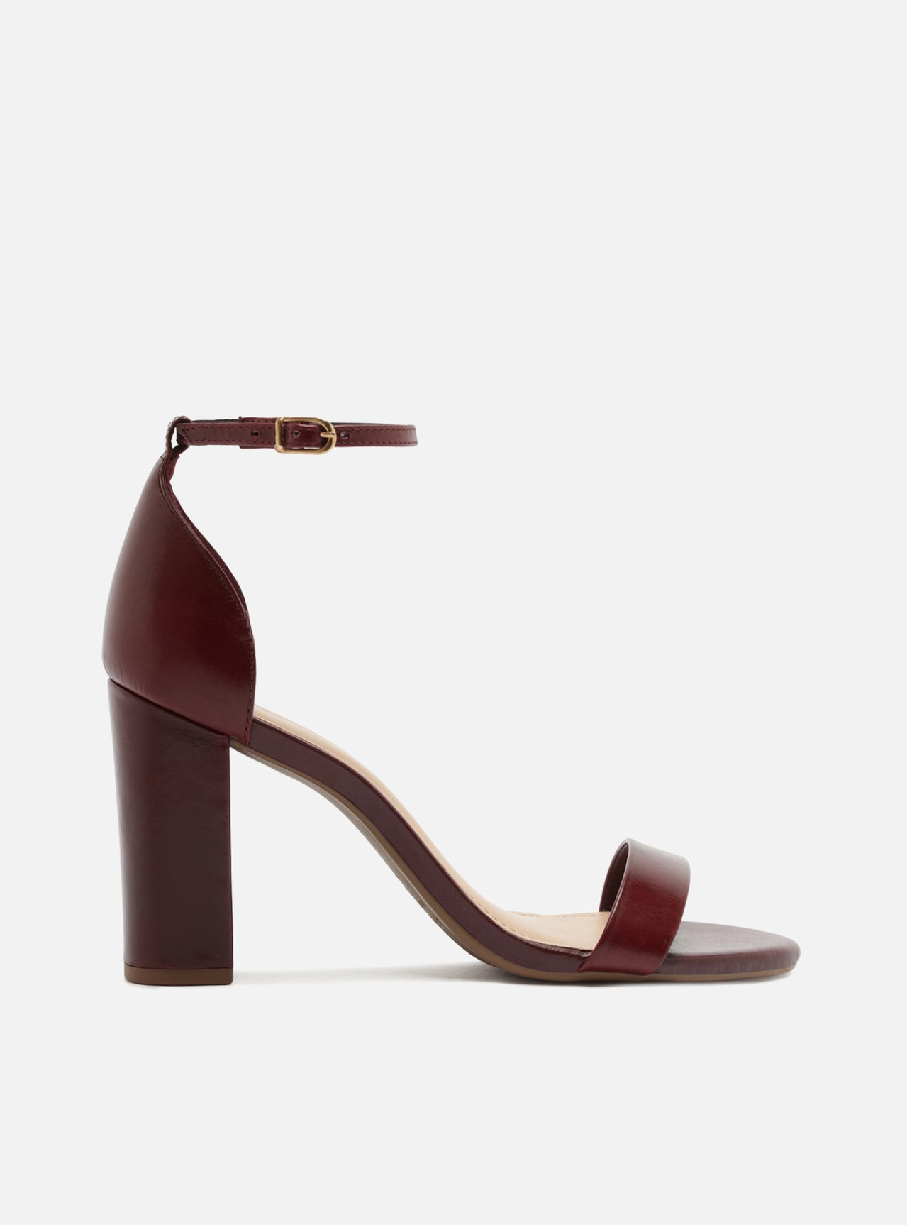 anmi② Sandália Vermelha Couro Salto Alto Bloco Isabelli | ZZ MALL