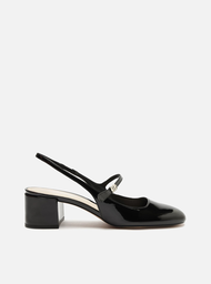 Sapato Preto Arezzo Boneca Verniz Slingback