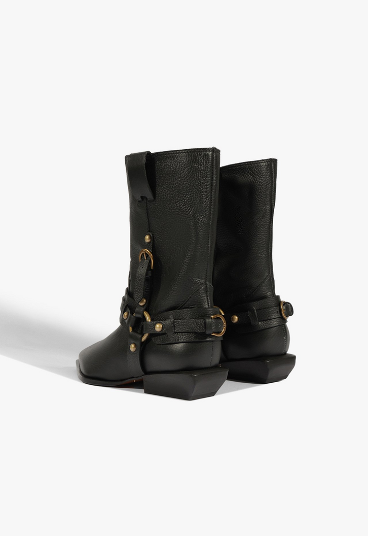 Bota Maine Buckle Couro Preta