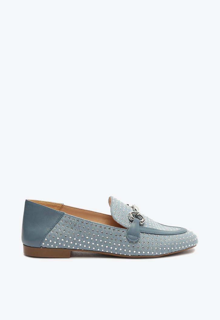 Mocassim Azul Jeans Arezzo Strass Bridão