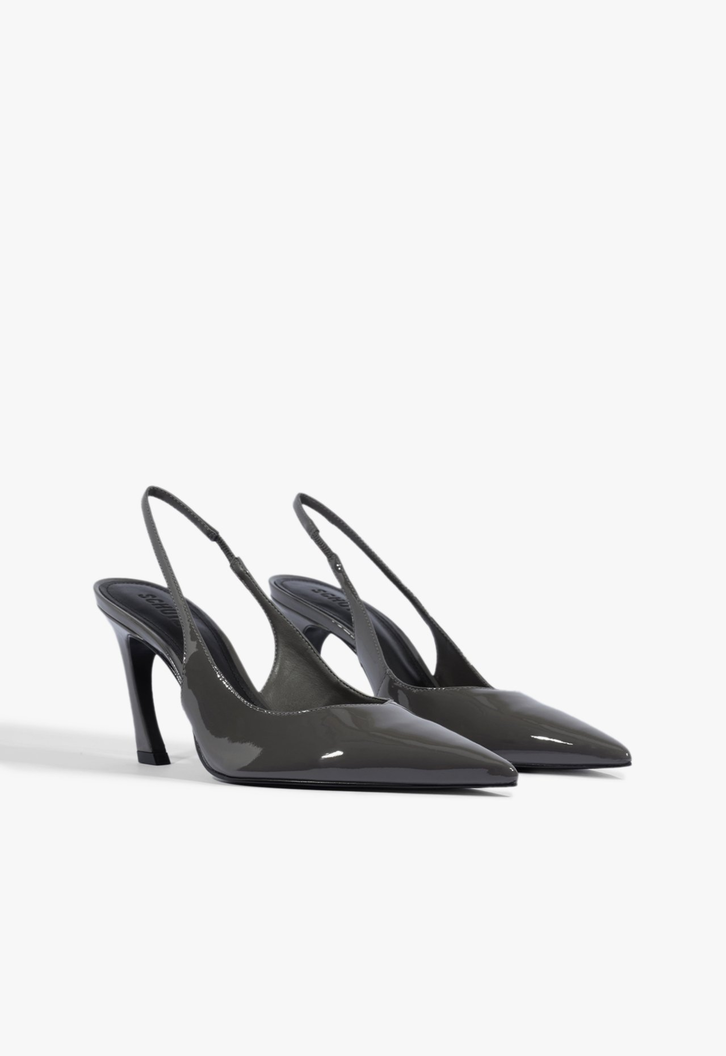 Scarpin Slingback Lexi Couro Cinza