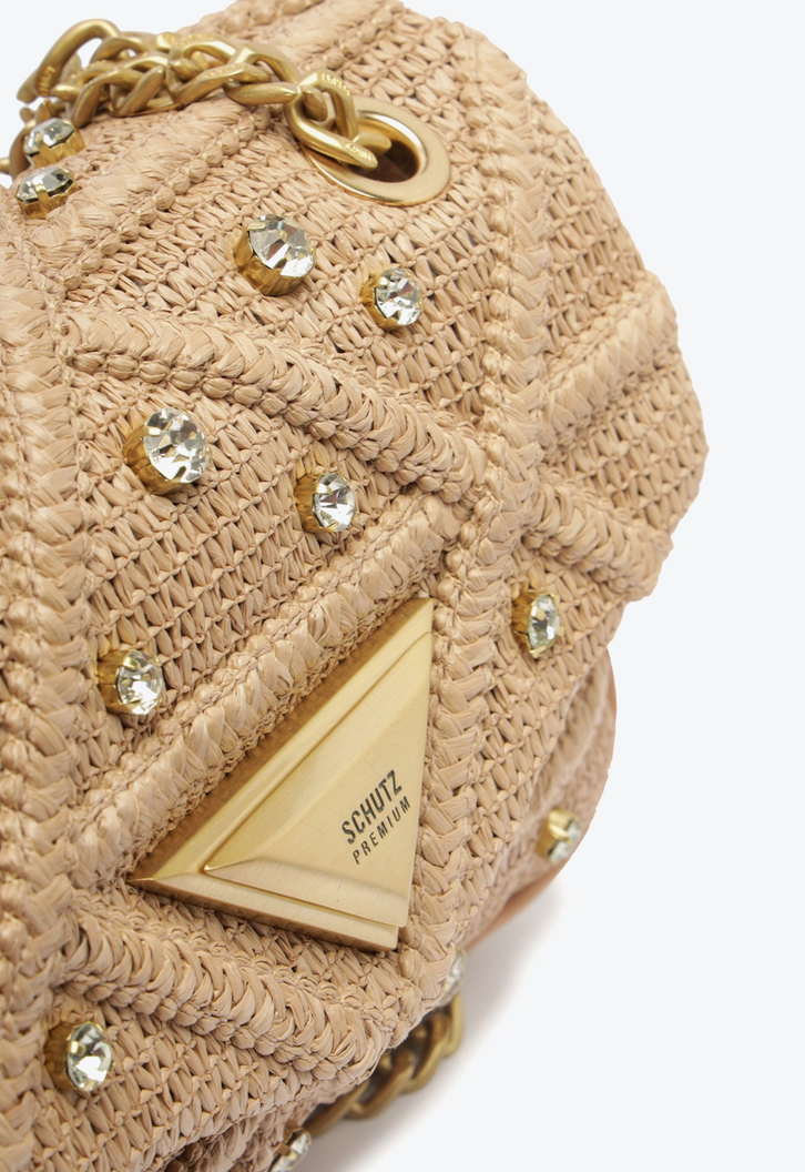 Bolsa Tiracolo Bege Schutz Média 944 Knotty Glam Ráfia | ZZ MALL