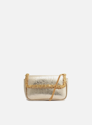 Bolsa Tiracolo Dourada Couro Pequena Metais Lenny