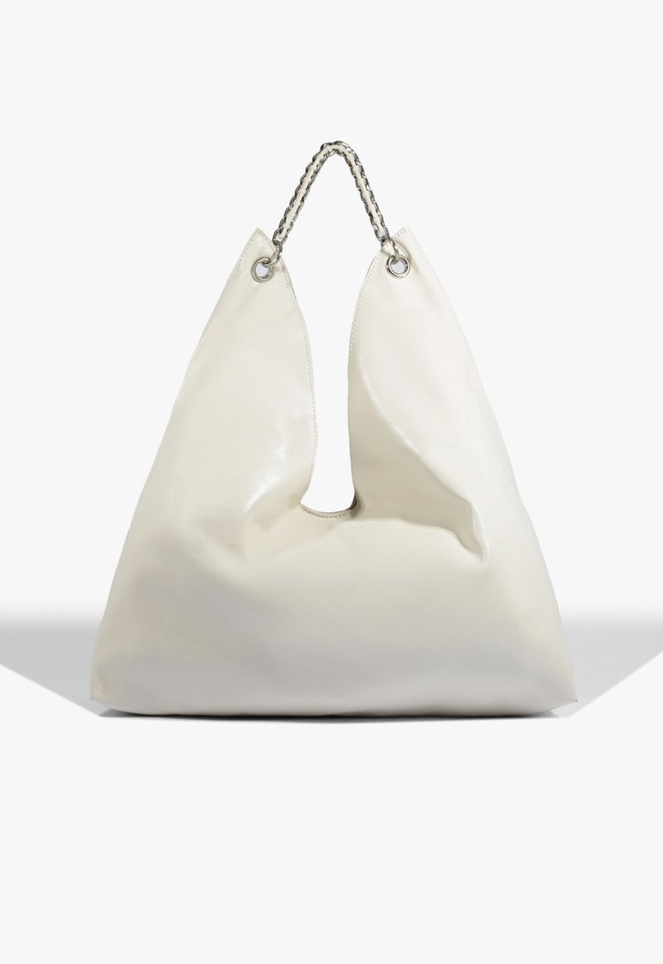 Bolsa Hobo Vinil Preta Branca