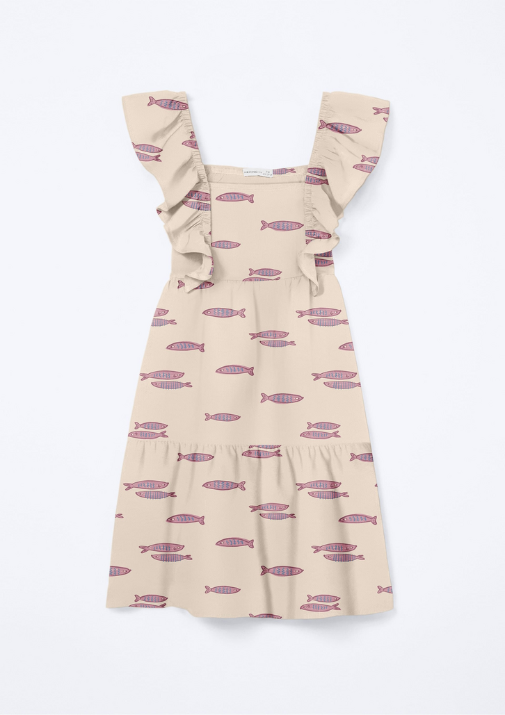 Vestido Hering Infantil Off White Com Babados