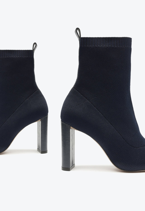 Bota Knit Salto Alto Azul