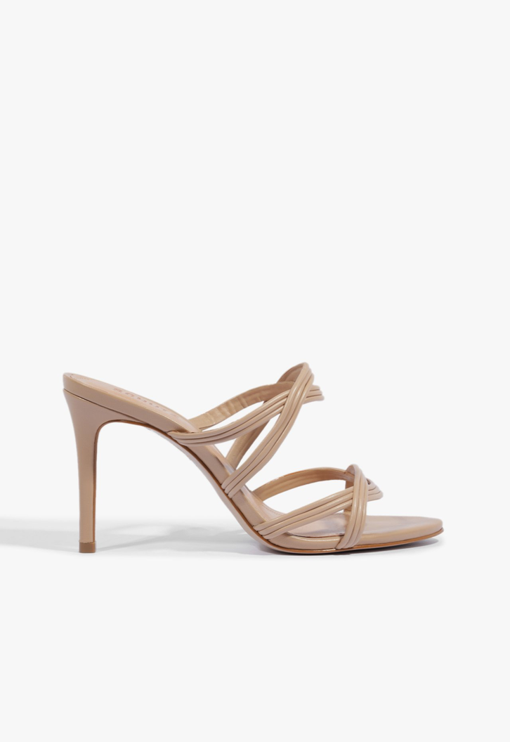 Mule Tiras Cruzadas Couro Nude