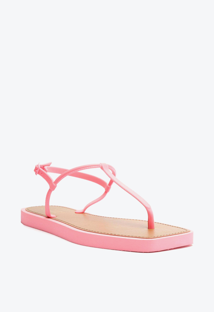 Sandália Rasteira Rosa Brizza Slim Square