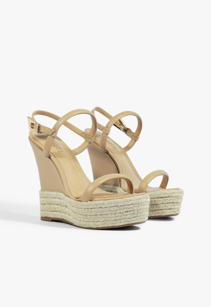 Sandália Espadrille Anabela Bege