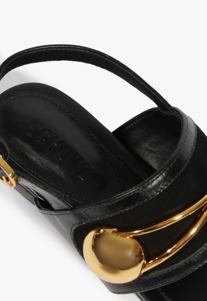 Sandália Rasteira Ornella Couro Preta