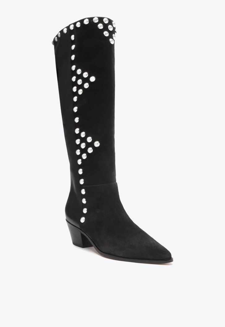 Bota Western Preta Arezzo Camurça Cano Longo Lívia
