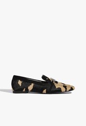Mocassim Schutz Logo Camurça Animal Print