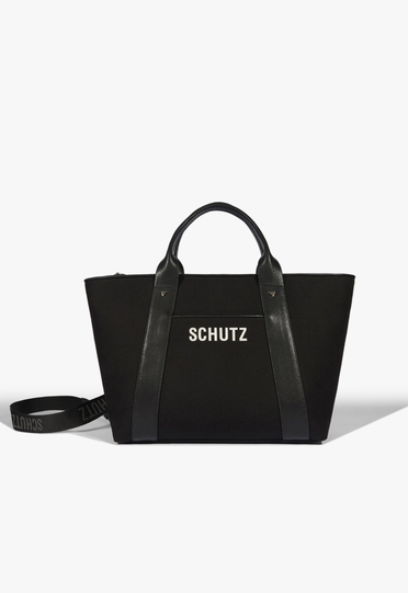 Bolsa Shopping Grande Lilla Couro Preto | ZZ MALL