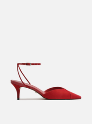 Scarpin Vermelho Arezzo Nobuck Salto Kitten Aberto