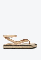SANDÁLIA PAPETE BEGE SCHUTZ FLATFORM TRESSÊ CORDA