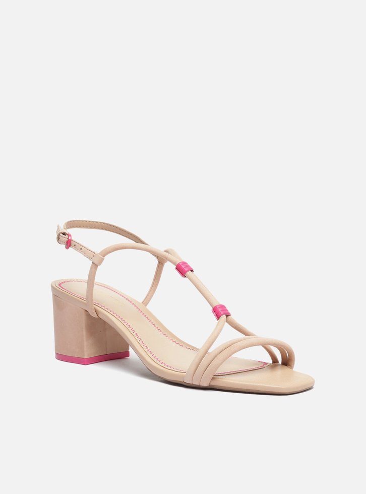 SANDÁLIA BEGE AREZZO NOBUCK BLOCO ROSA