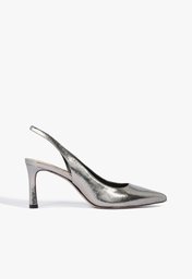 Scarpin Schutz Slingback Mid Heel Prata