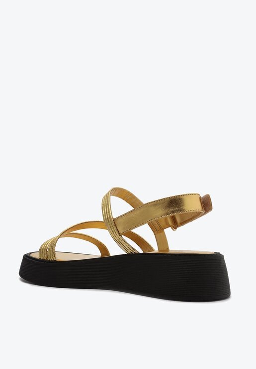 Sandália Papete Dourada Schutz Jody Flatform | ZZ MALL